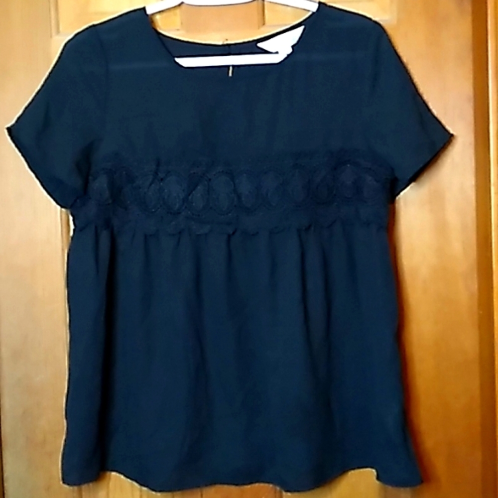 Decree Black Sheer Boho Top Size M